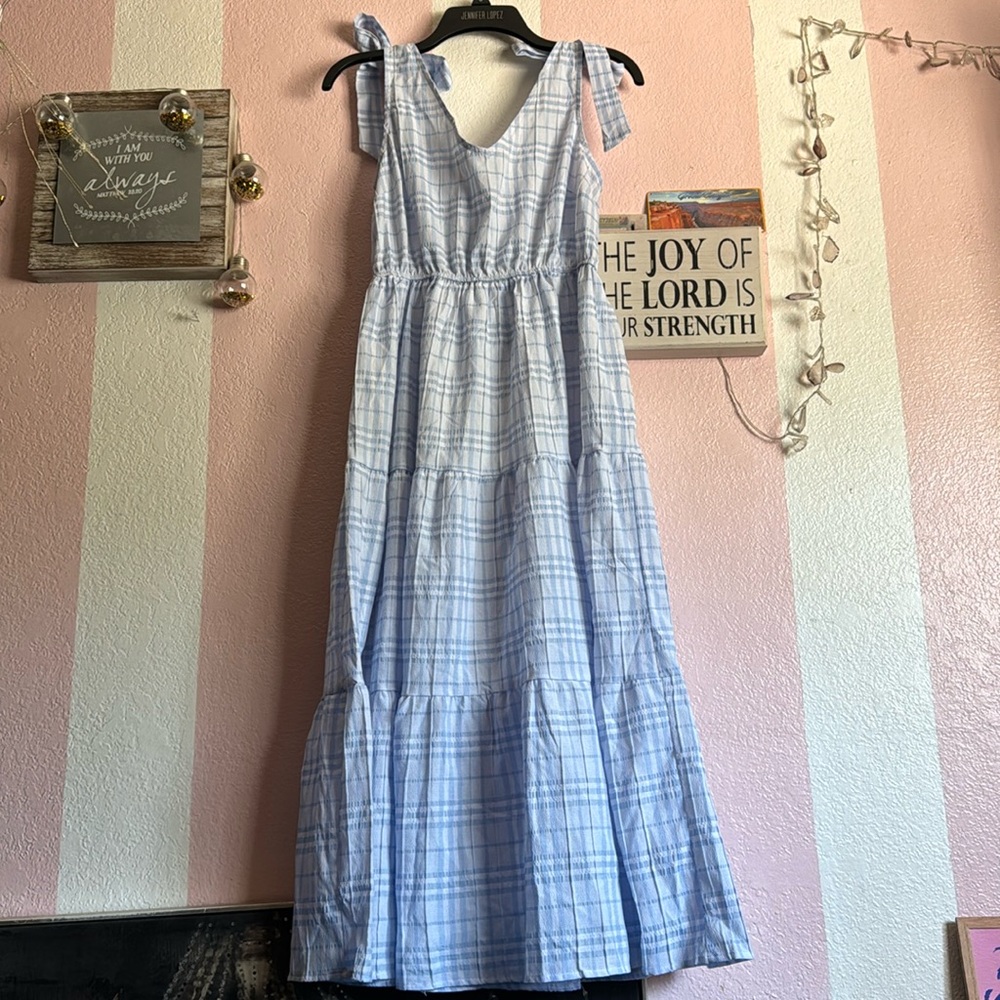 NWOT Blue Gingham Dress